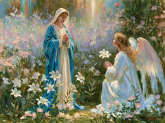 Mary and Gabriel in Flowering Light – Impressionist Art · Landscape