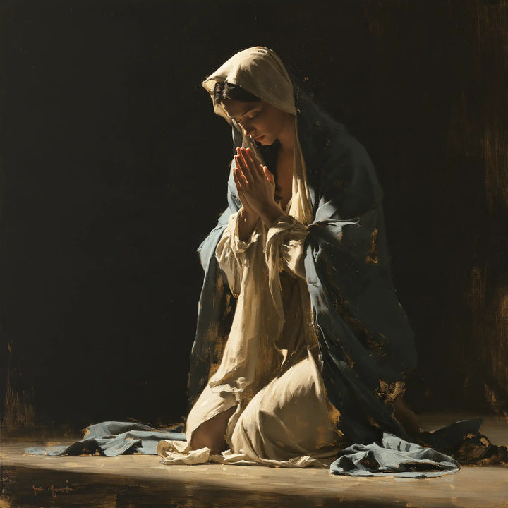 Virgin Mary in Prayer - Black and Gold · Square n° 5