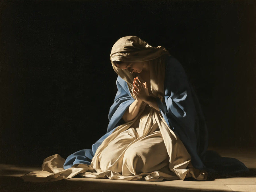 Virgin Mary in Prayer - Caravaggio Tenebrism · Landscape n° 4