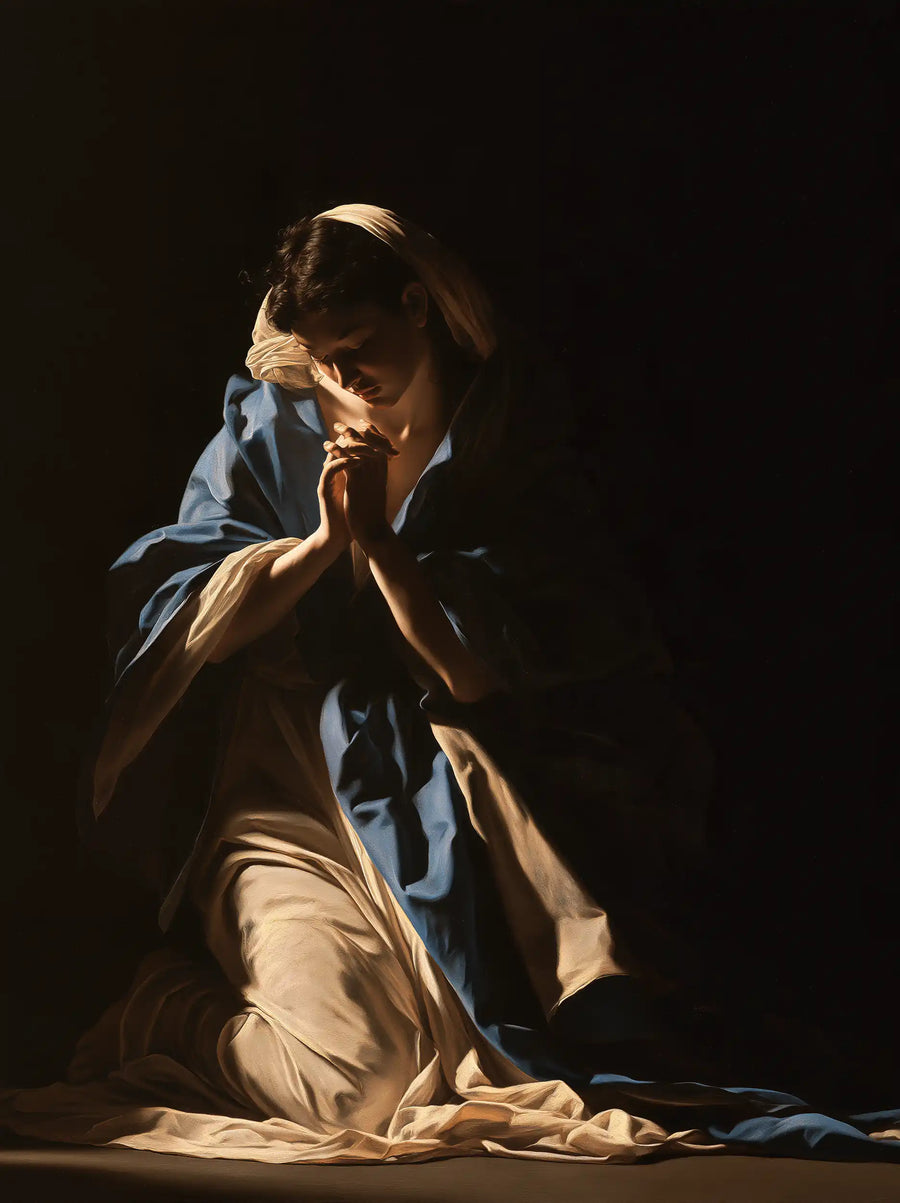 Virgin Mary in Prayer - Caravaggio Tenebrism · Portrait n° 24