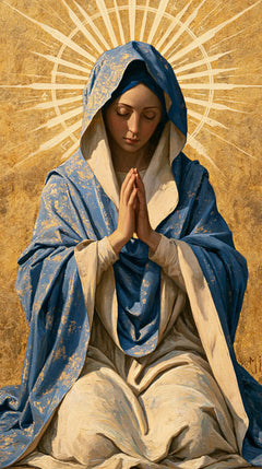 Virgin Mary in Prayer — The White Star around the Veil