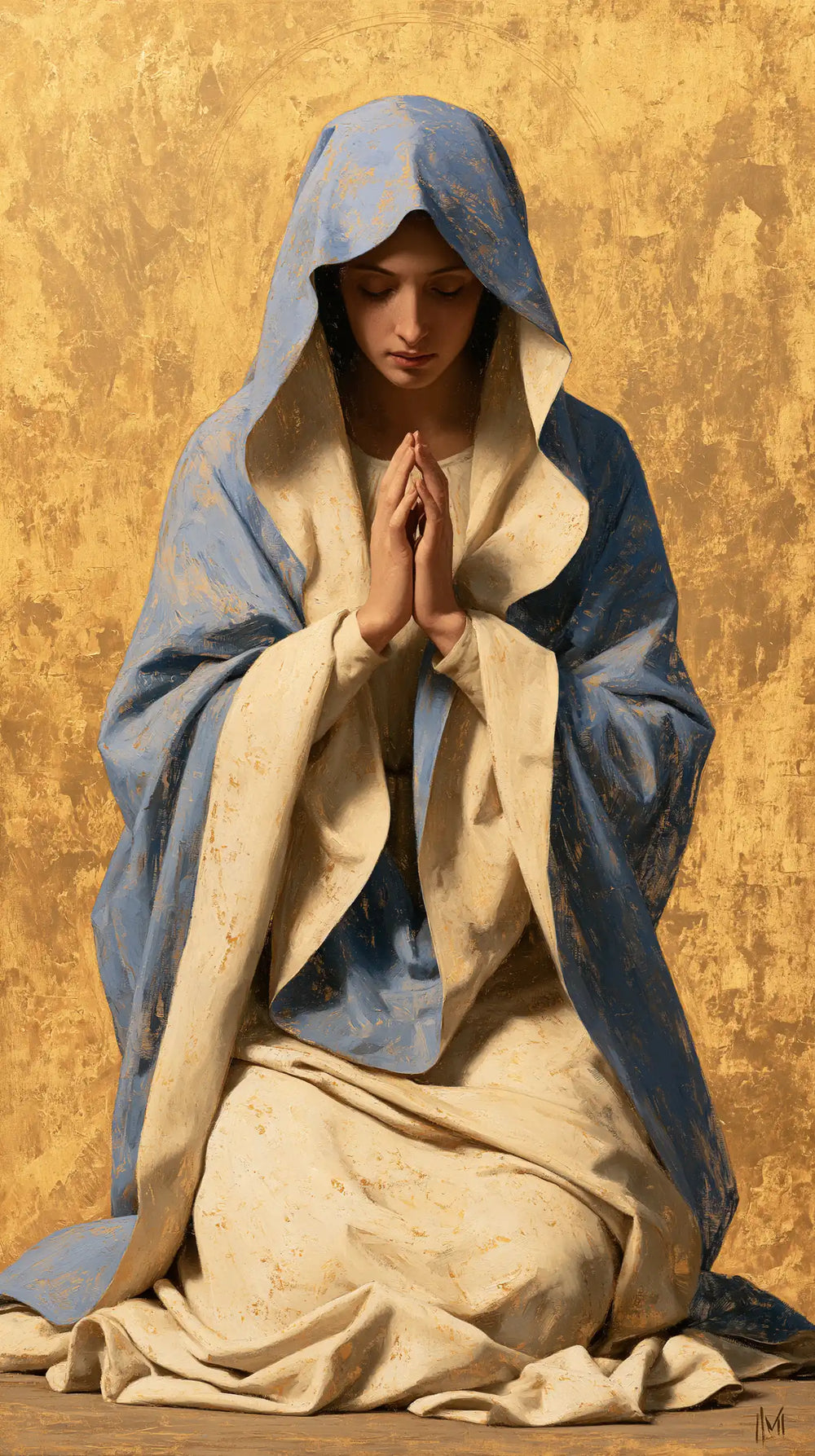 the Virgin Mary in prayer in Contemporary Byzantine style, portrait Christian artwork no. 25