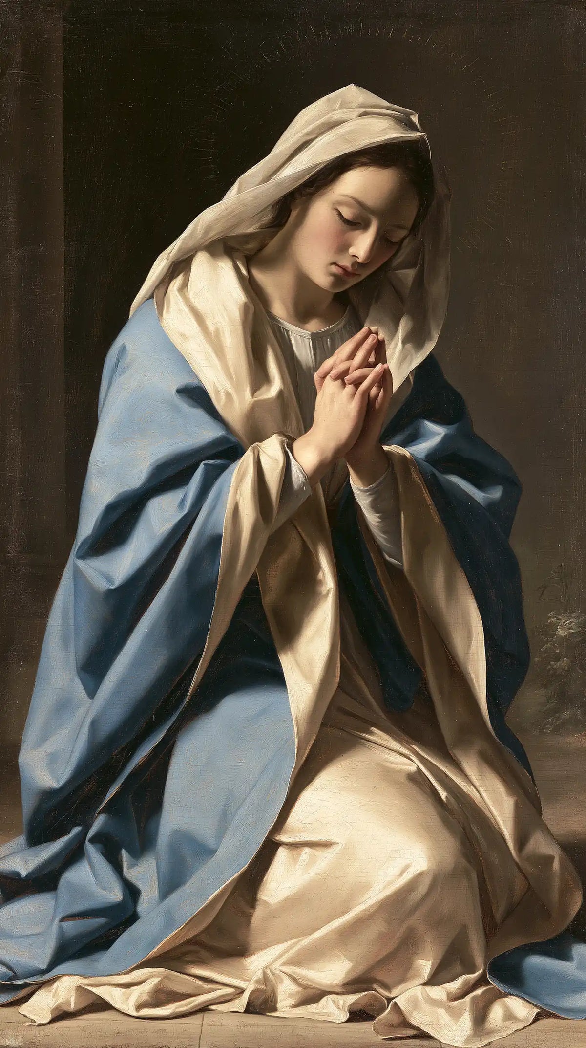 Virgin Mary in Prayer — Tenderness in the Folds of Evening