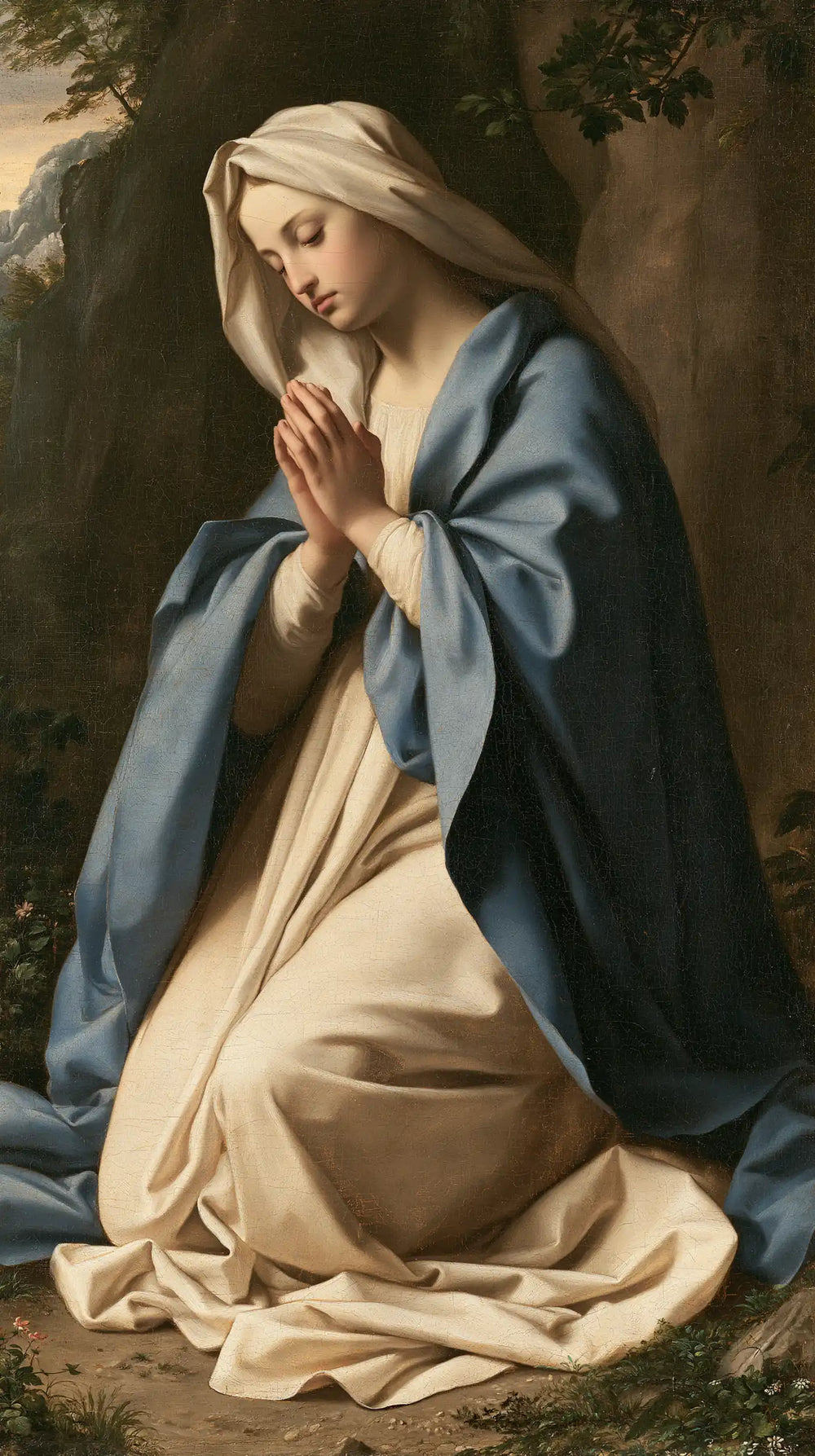 the Virgin Mary in prayer in Florentine Renaissance style, portrait Christian artwork no. 31