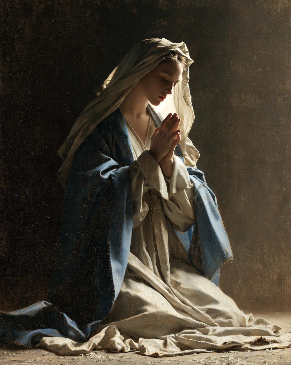 the Virgin Mary in prayer in Florentine Renaissance style, portrait Christian artwork no. 39