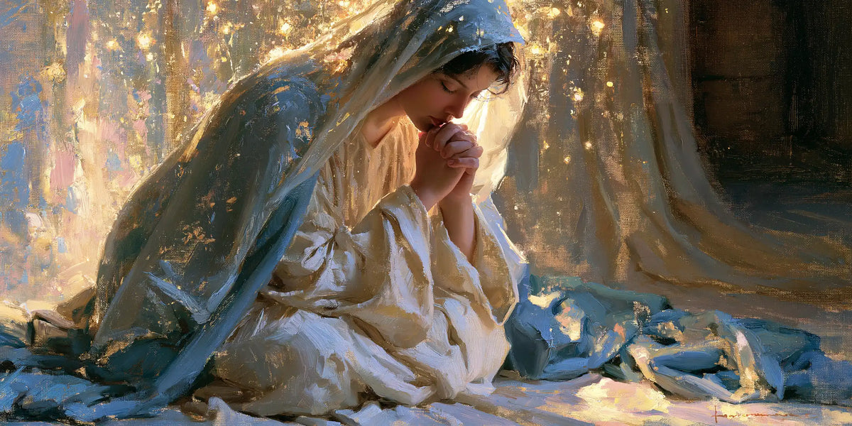 Virgin Mary in Prayer — Blue Resting in the Light
