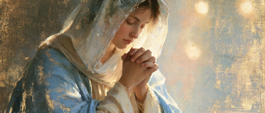 Virgin Mary in Prayer — The Opal Veil