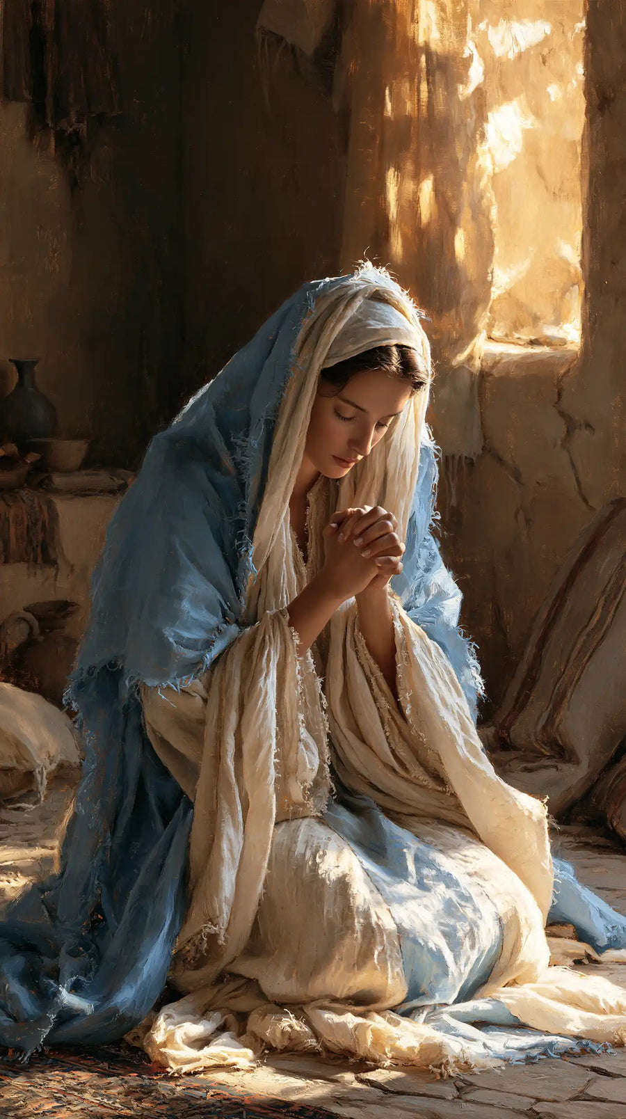 Virgin Mary in Prayer - Mary in a Biblical Interior · Portrait n° 2