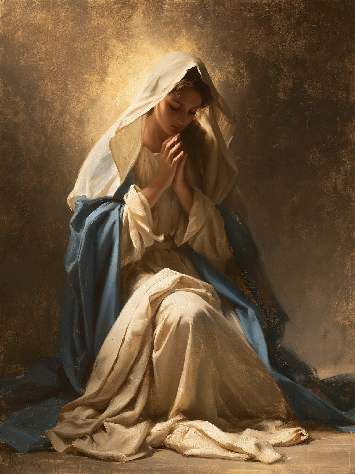 Virgin Mary in Prayer - Mary in a Biblical Interior · Portrait n° 17