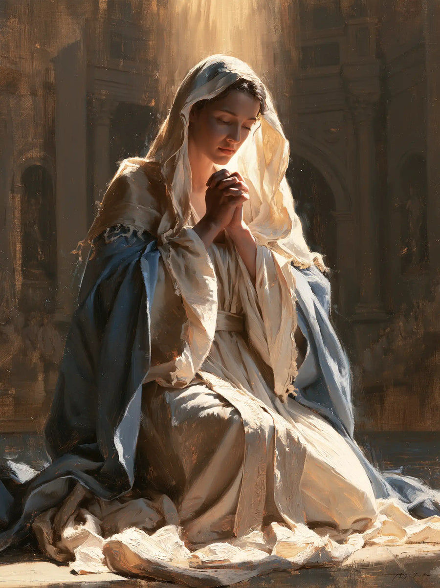 Virgin Mary in Prayer - Mary in a Biblical Interior · Portrait n° 23