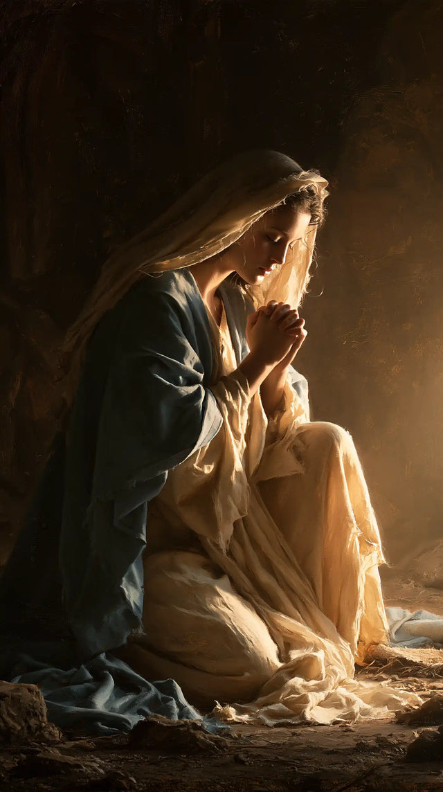 Virgin Mary in Prayer — Prayer at the Edge of the Warm Ray