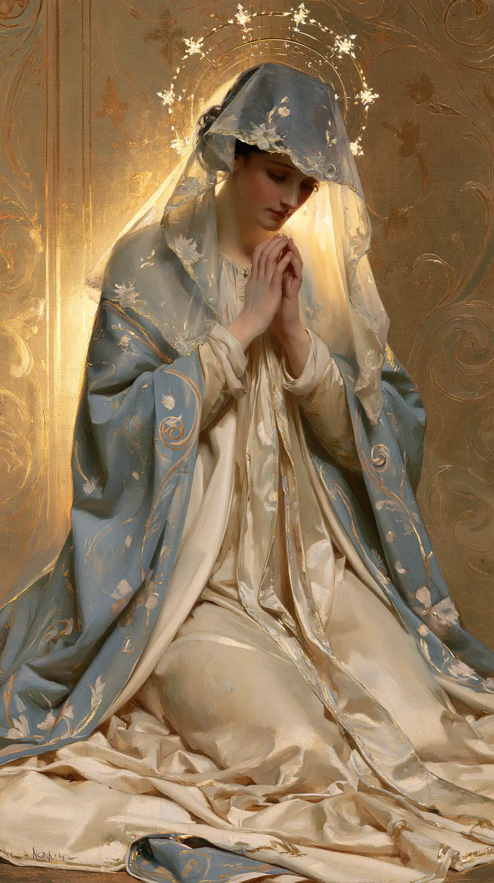 Virgin Mary in Prayer - Sacred Art Nouveau · Portrait n° 5