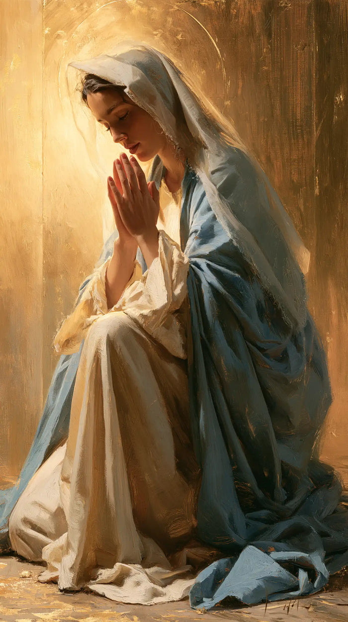 Virgin Mary in Prayer — Prayer within the Circle of Dawn
