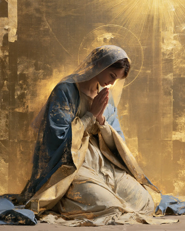 Virgin Mary in Prayer — Contemplation beneath the Slanting Sun