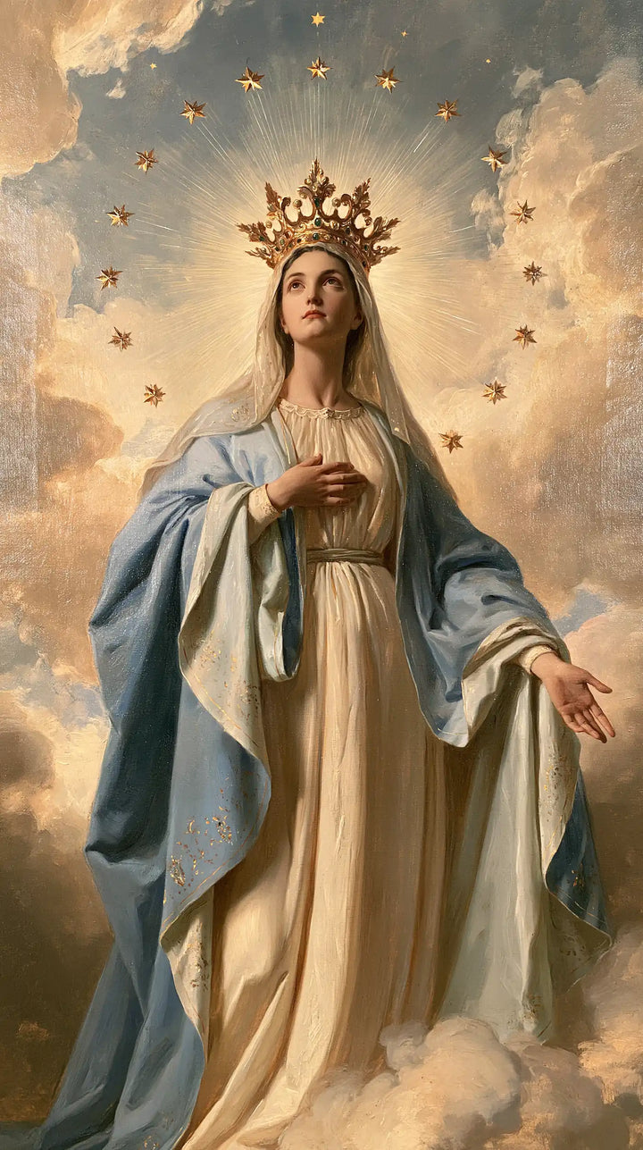 Mary, Queen of Heaven — The Tender Gesture in Royal Radiance