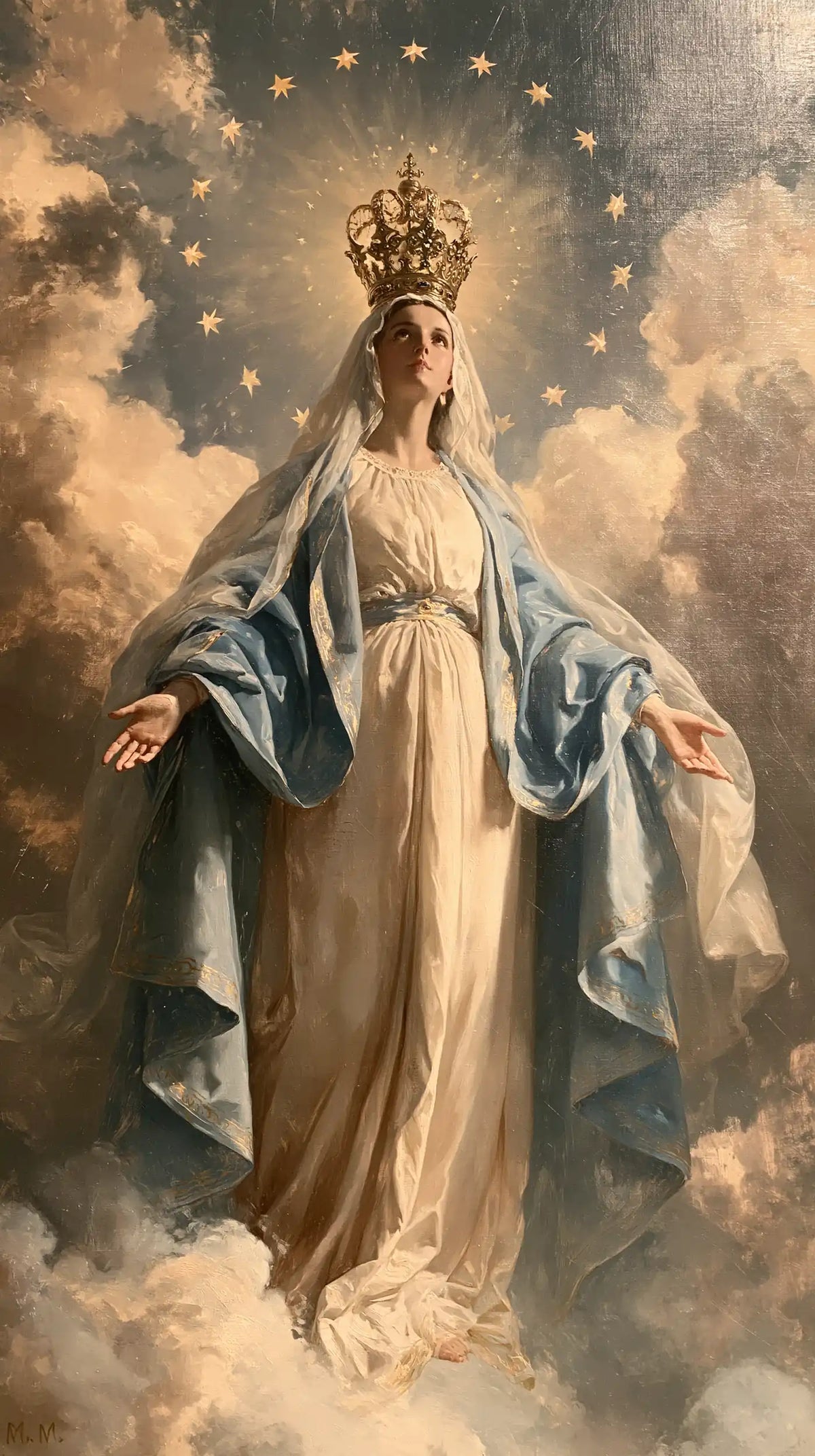 Mary, Queen of Heaven — The Long Veil in the Clouds’ Light