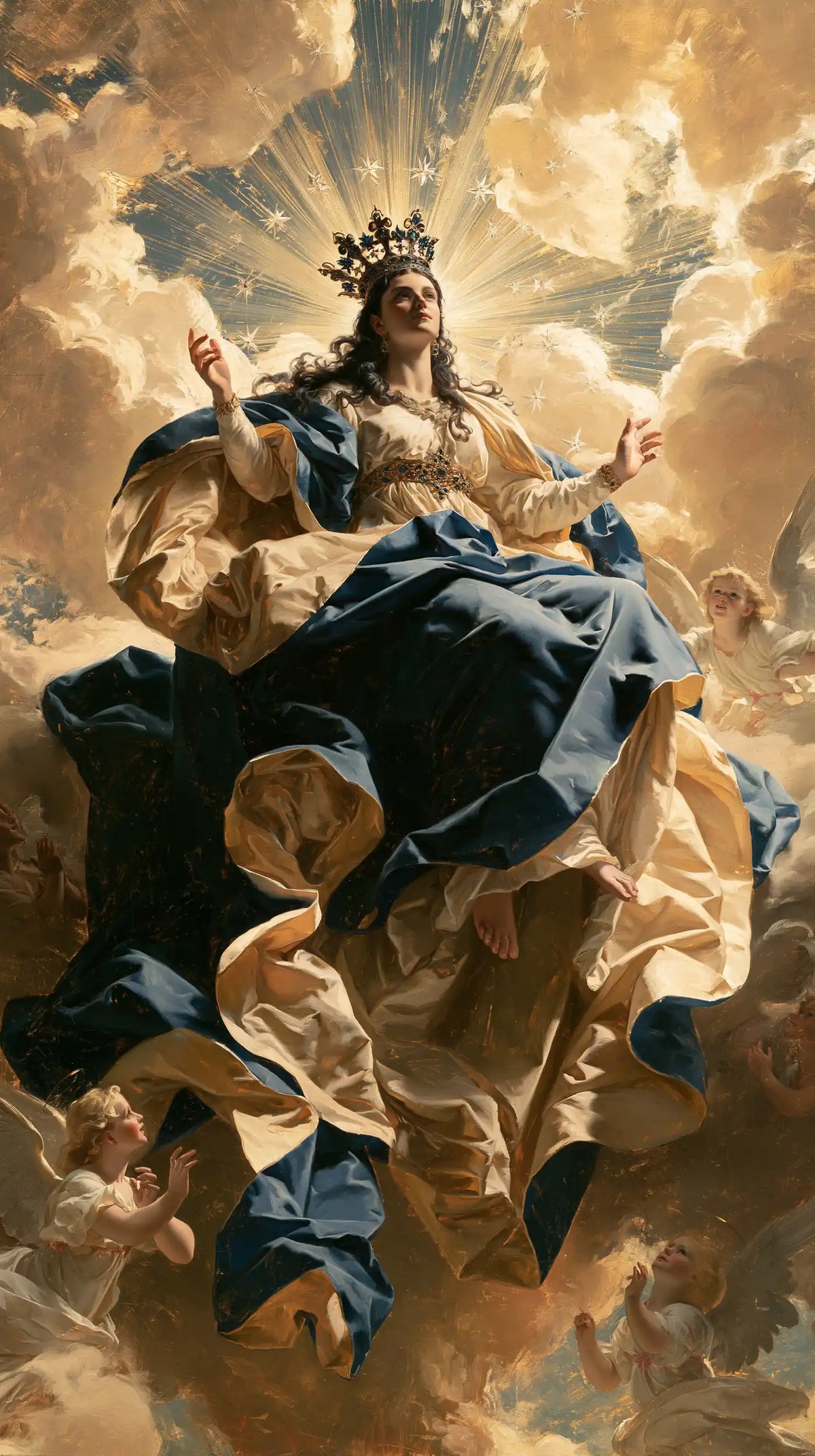 Mary glorified as Queen of Heaven in Heavenly Glory style, portrait Christian artwork no. 4