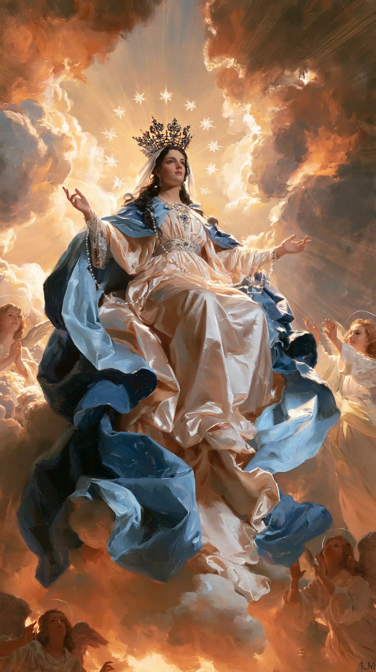 Mary glorified as Queen of Heaven in Heavenly Glory style, portrait Christian artwork no. 7