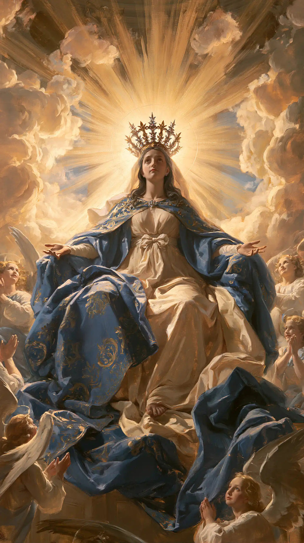 Mary glorified as Queen of Heaven in Heavenly Glory style, portrait Christian artwork no. 11