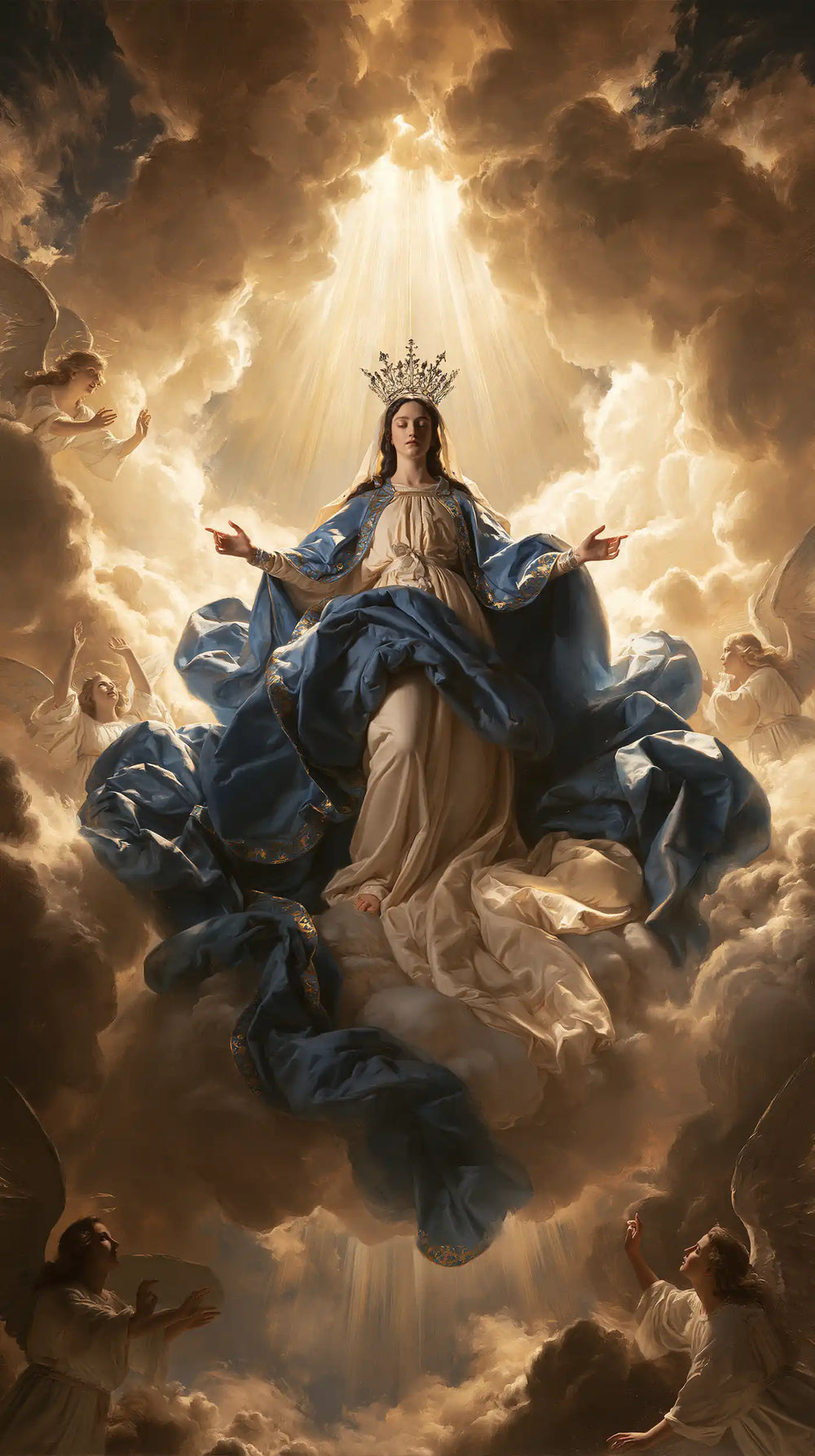 Mary glorified as Queen of Heaven in Heavenly Glory style, portrait Christian artwork no. 13