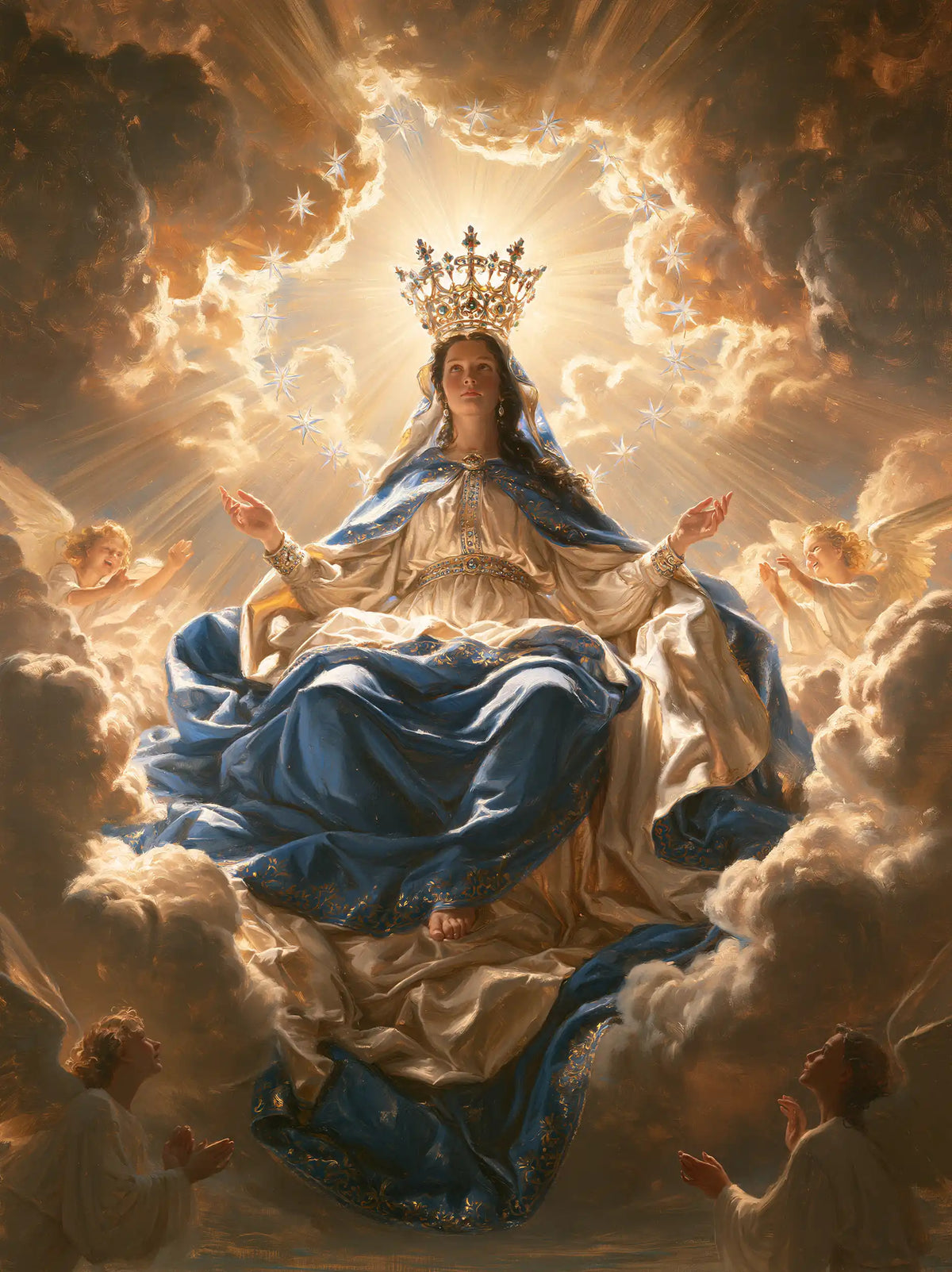 Mary glorified as Queen of Heaven in Heavenly Glory style, portrait Christian artwork no. 30