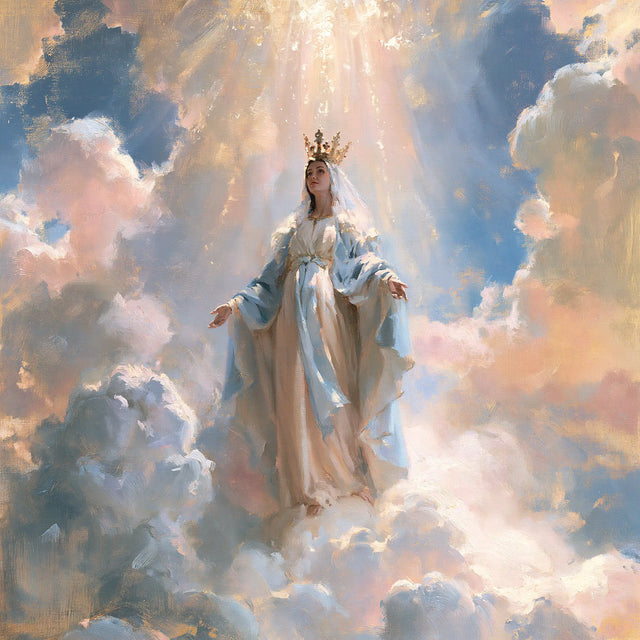 Mary, Queen of Heaven — Standing Stillness in Diffused Light