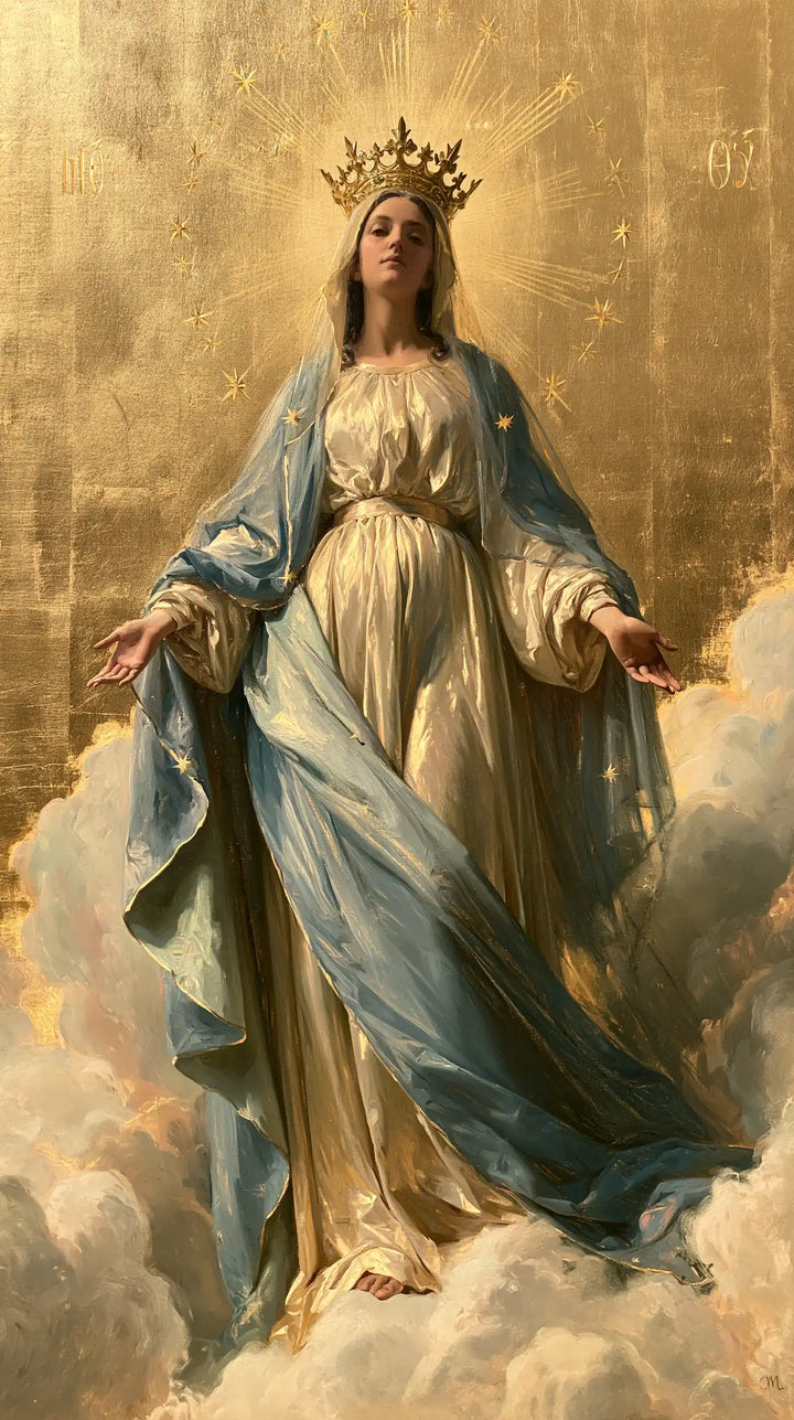 Mary, Queen of Heaven — The Slanting Drapery in Silent Gold