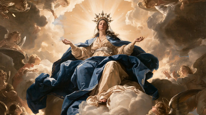 Mary, Queen of Heaven — Light Behind the Offered Palms
