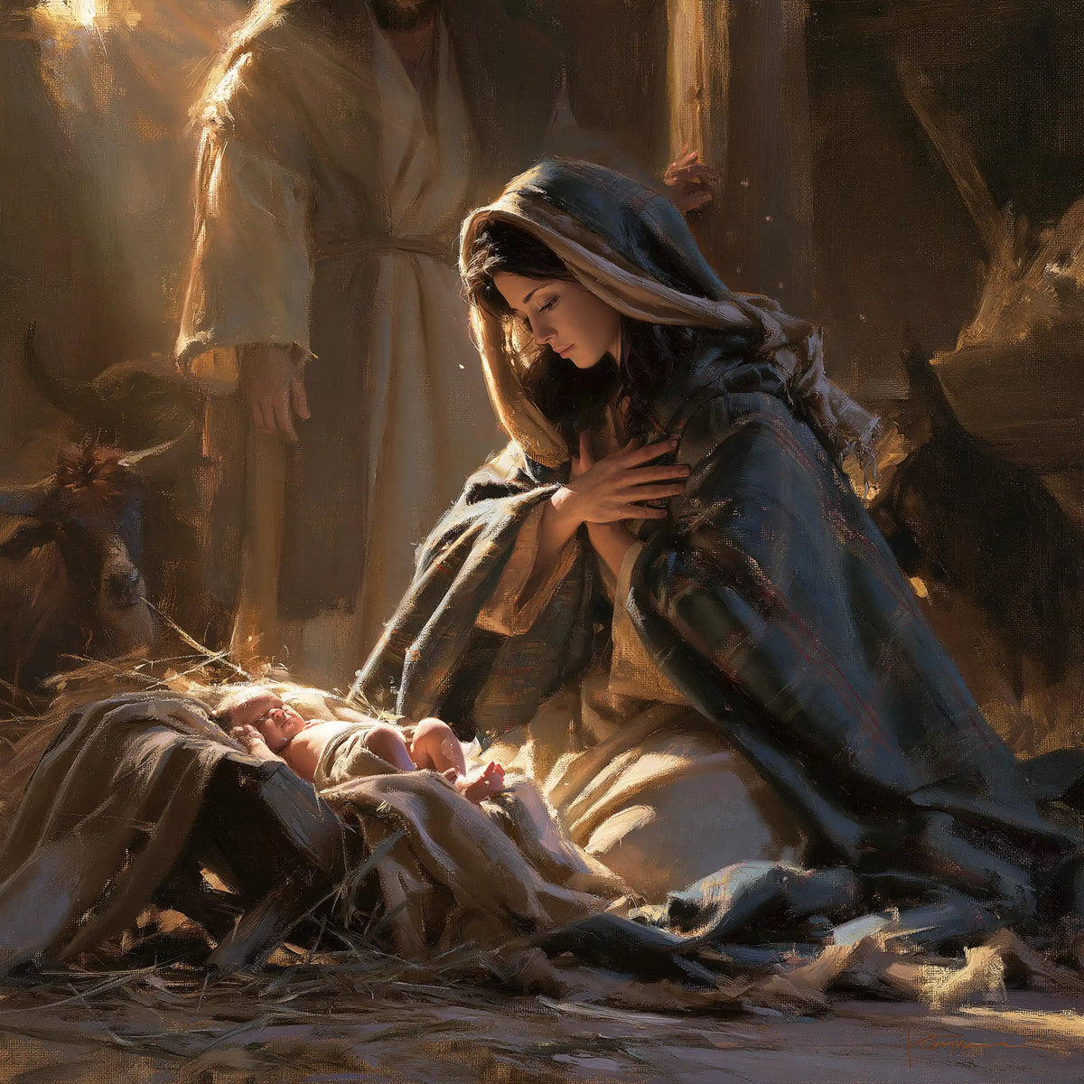 The Nativity — Prayer Beneath the Shadowed Cape