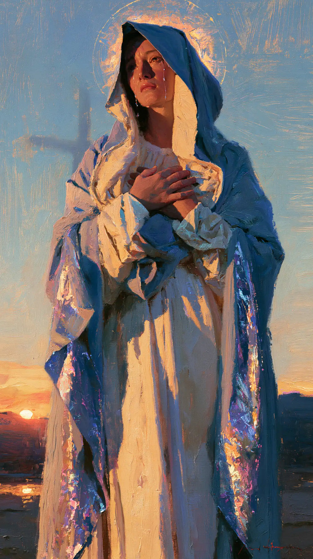 Our Lady of Sorrows in an impressionist atmosphere in Impressionist style, portrait Christian artwork no. 10