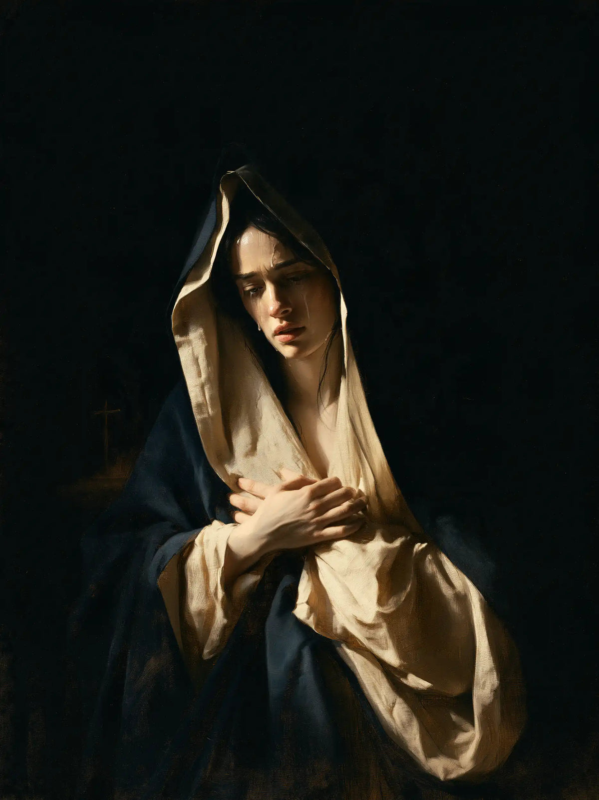 Our Lady of Sorrows — Contemplation in the Blue-Tinged Shadow