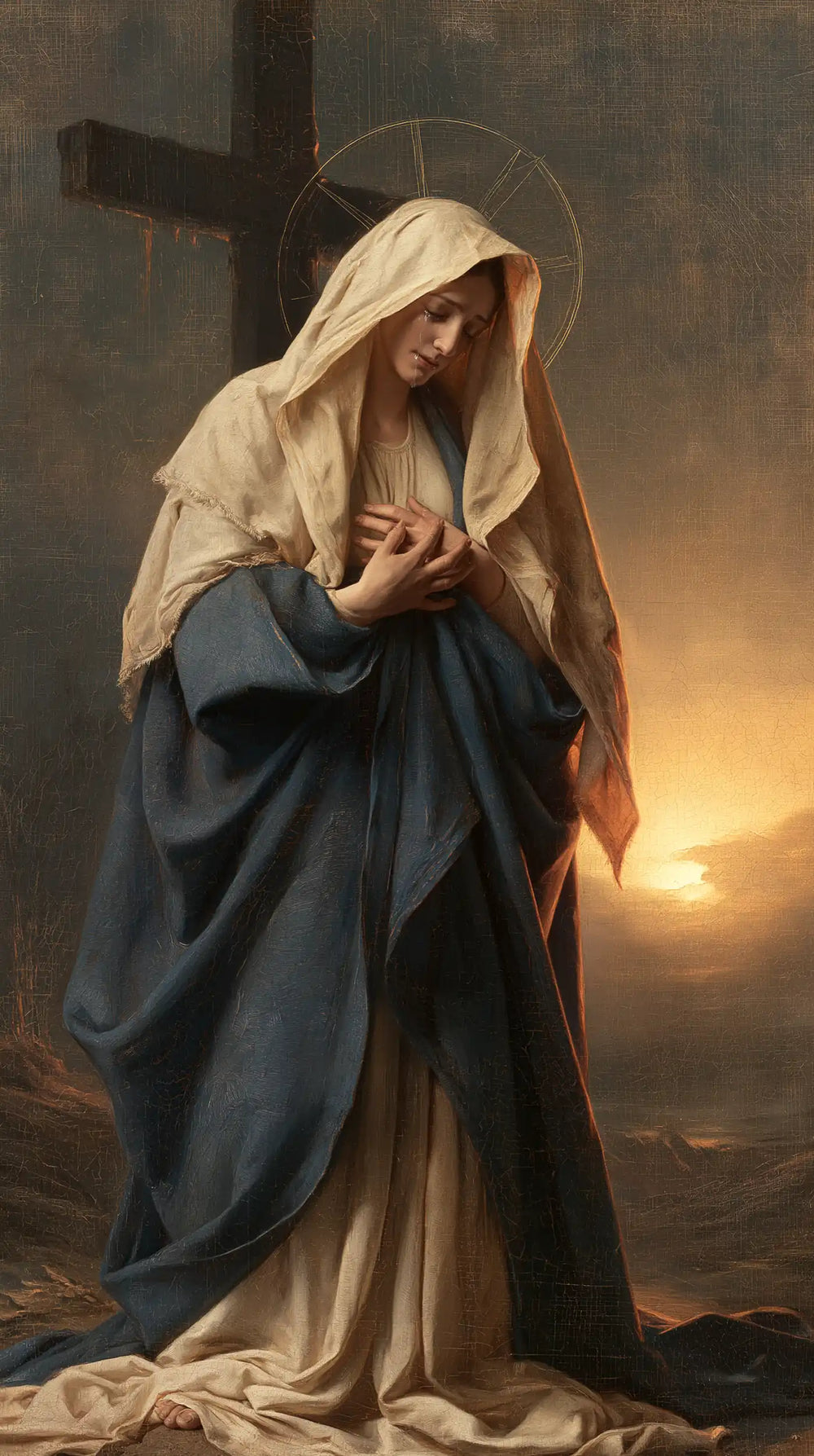 Our Lady of Sorrows between grief and hope in Sorrow and Hope style, portrait Christian artwork no. 4