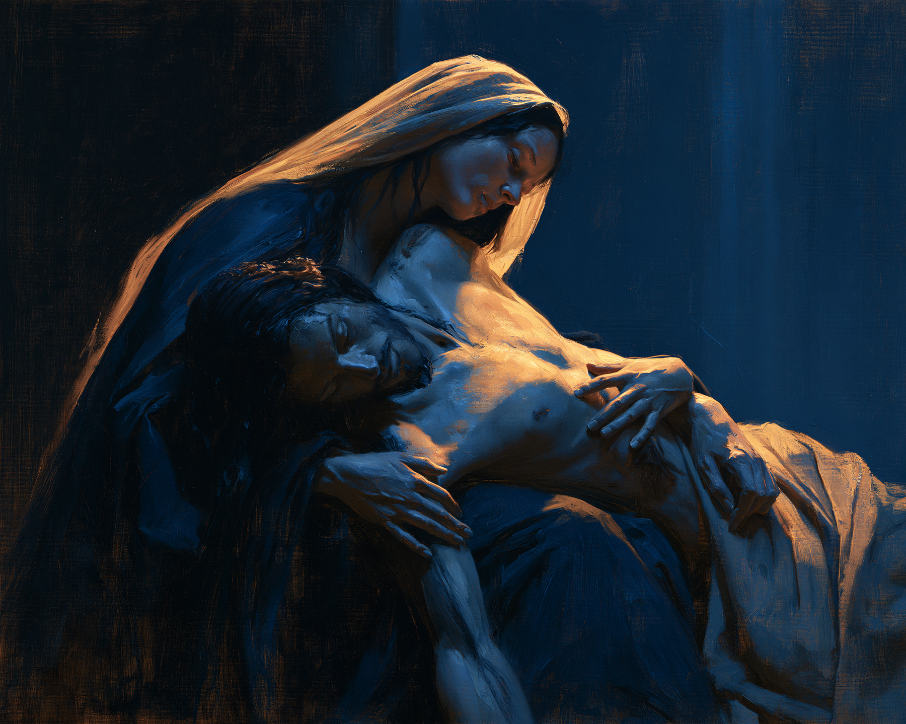 La Pietà — Clair-obscur bleu nuit · Paysage n° 3 — aperçu de la finition sélectionnée