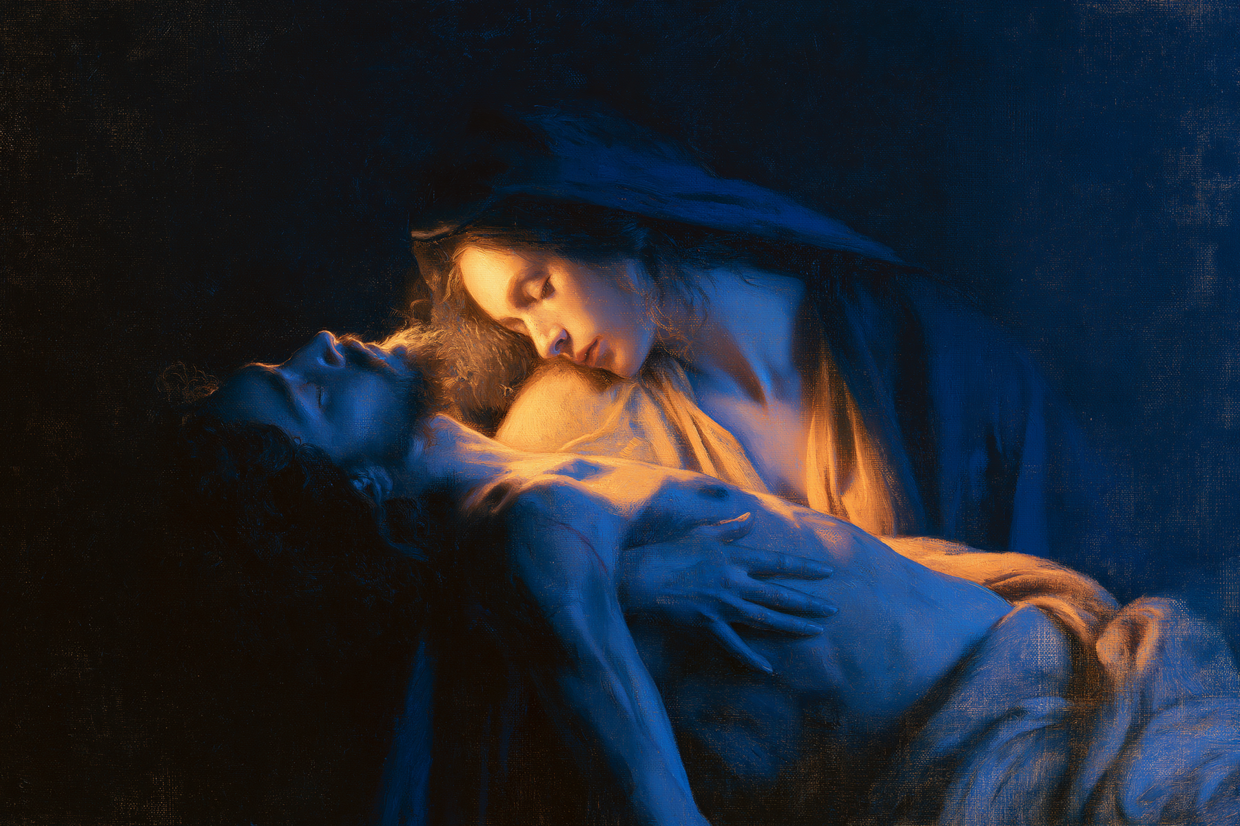 La Pietà — Clair-obscur bleu nuit · Paysage n° 6 — aperçu de la finition sélectionnée