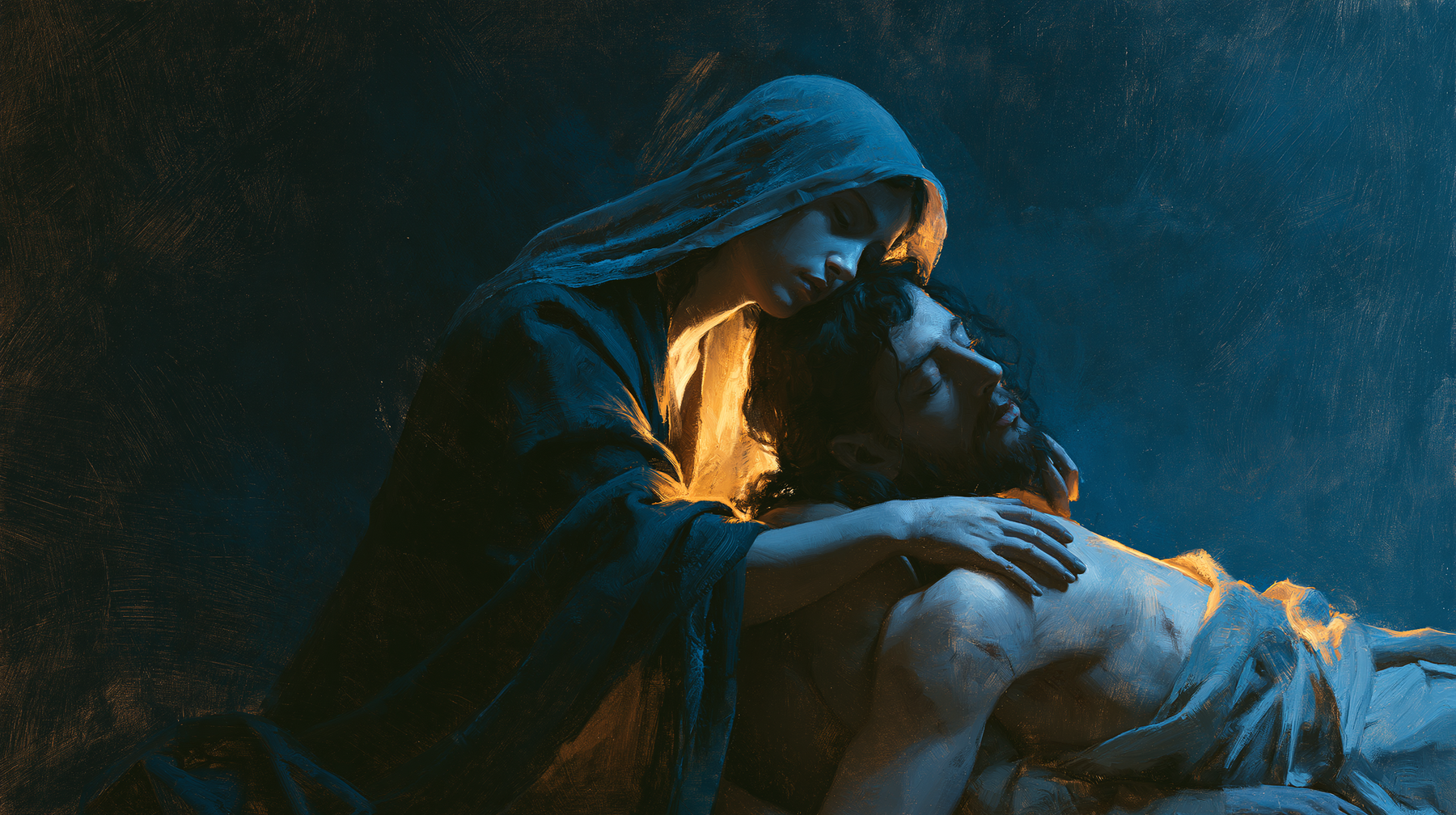 La Pietà — Clair-obscur bleu nuit · Paysage n° 8 — aperçu de la finition sélectionnée