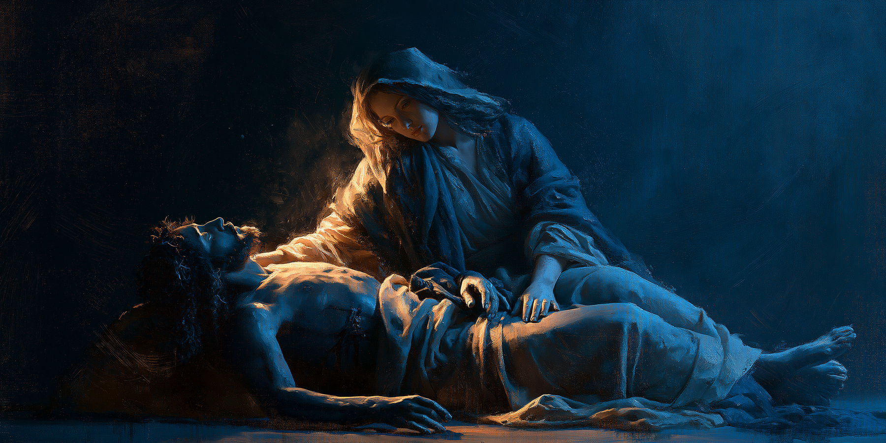 La Pietà — Clair-obscur bleu nuit · Paysage n° 9 — aperçu de la finition sélectionnée