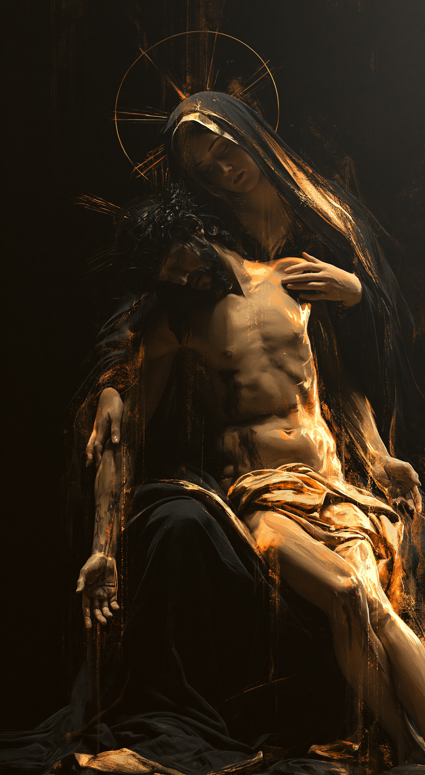 La Pietà — Noir et or · Portrait n° 1 — aperçu de la finition sélectionnée