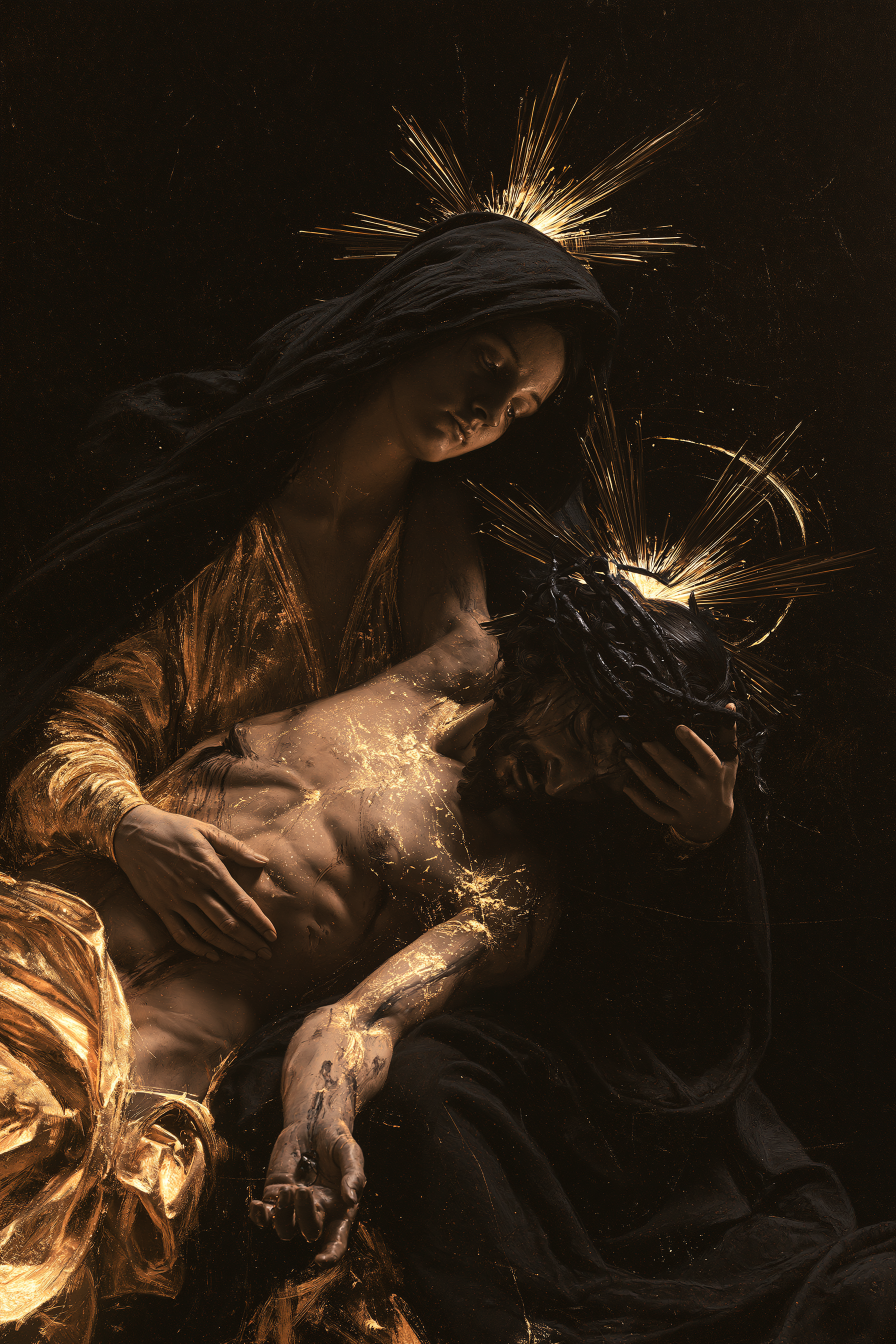 La Pietà — Noir et or · Portrait n° 2 — aperçu de la finition sélectionnée