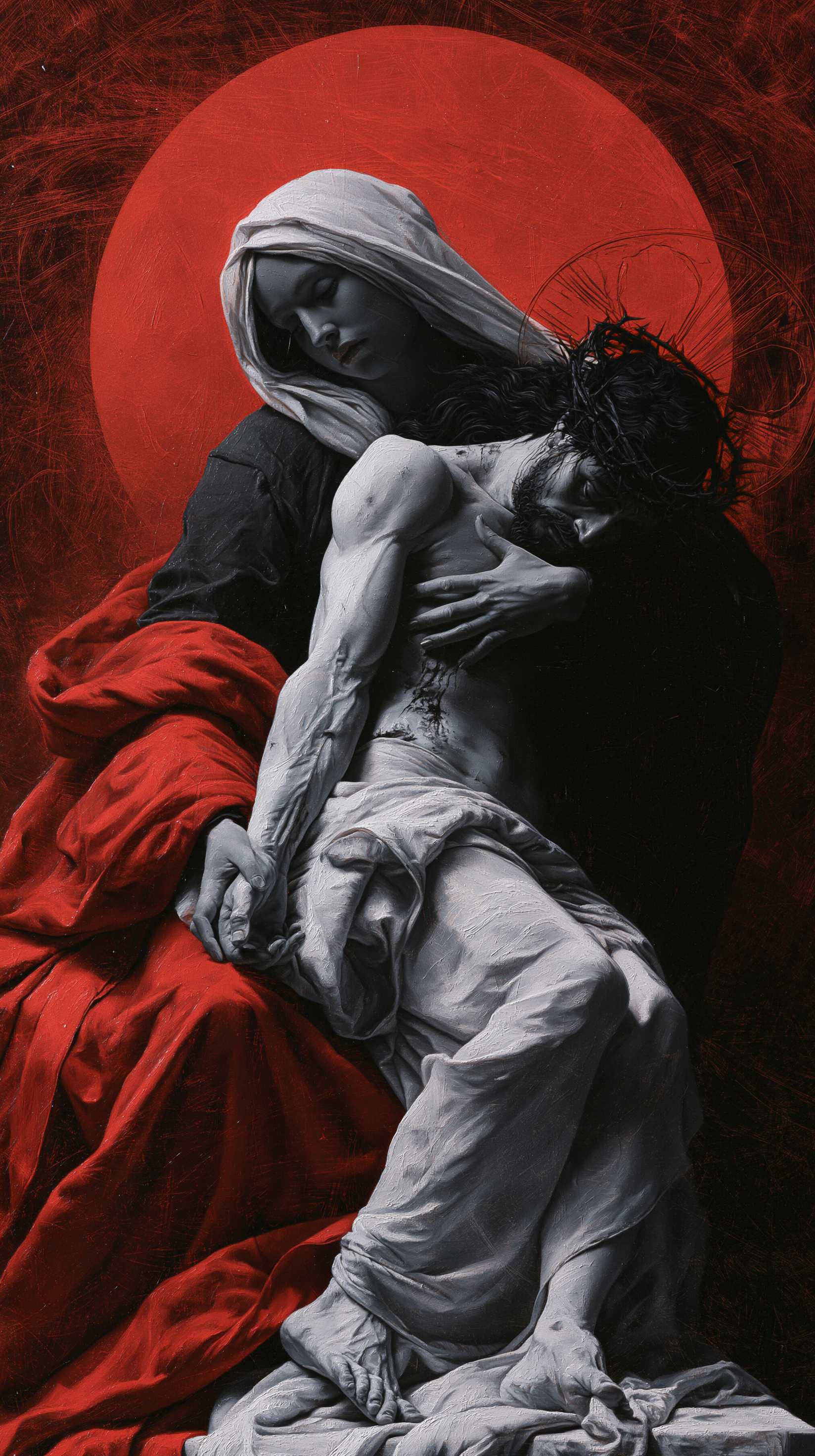 La Pietà — Rouge du sacrifice · Portrait n° 5 — aperçu de la finition sélectionnée