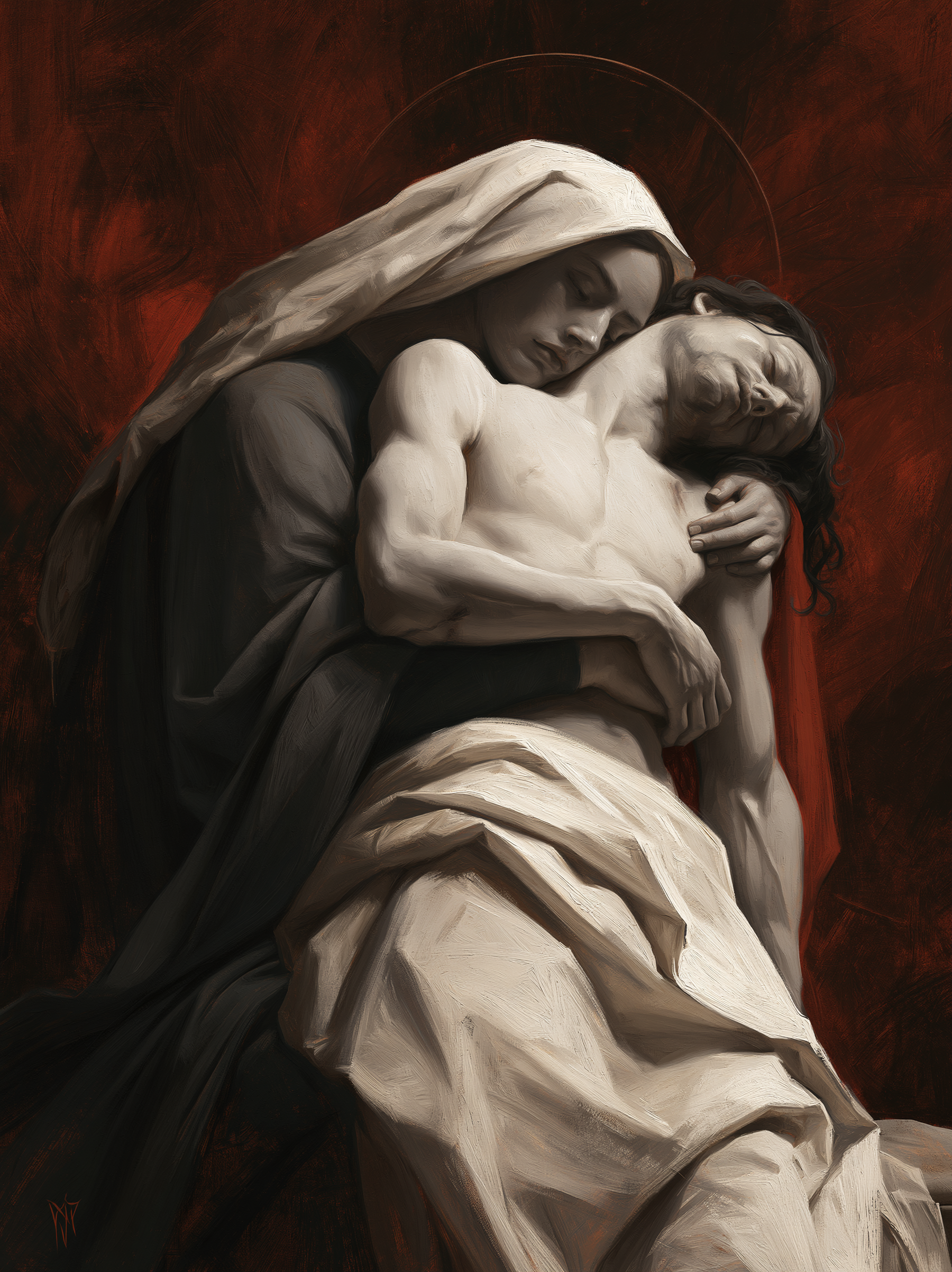 La Pietà — Rouge du sacrifice · Portrait n° 7 — aperçu de la finition sélectionnée