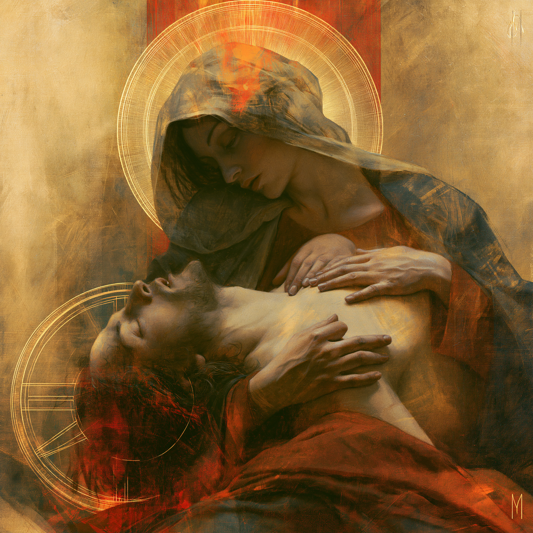 La Pietà — Symbolisme eucharistique · Carré n° 2 — aperçu de la finition sélectionnée