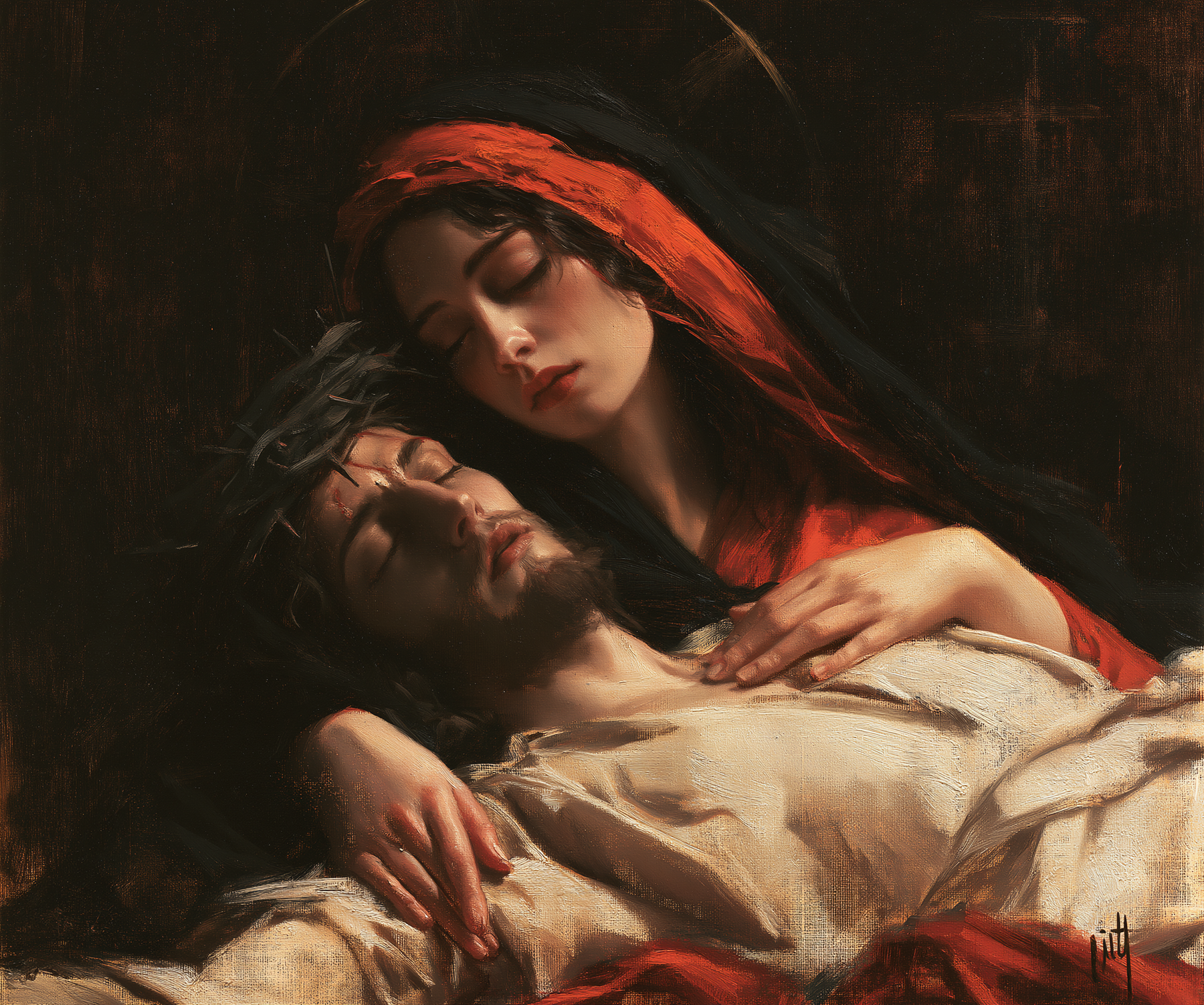 La Pietà — Symbolisme eucharistique · Paysage n° 1 — aperçu de la finition sélectionnée