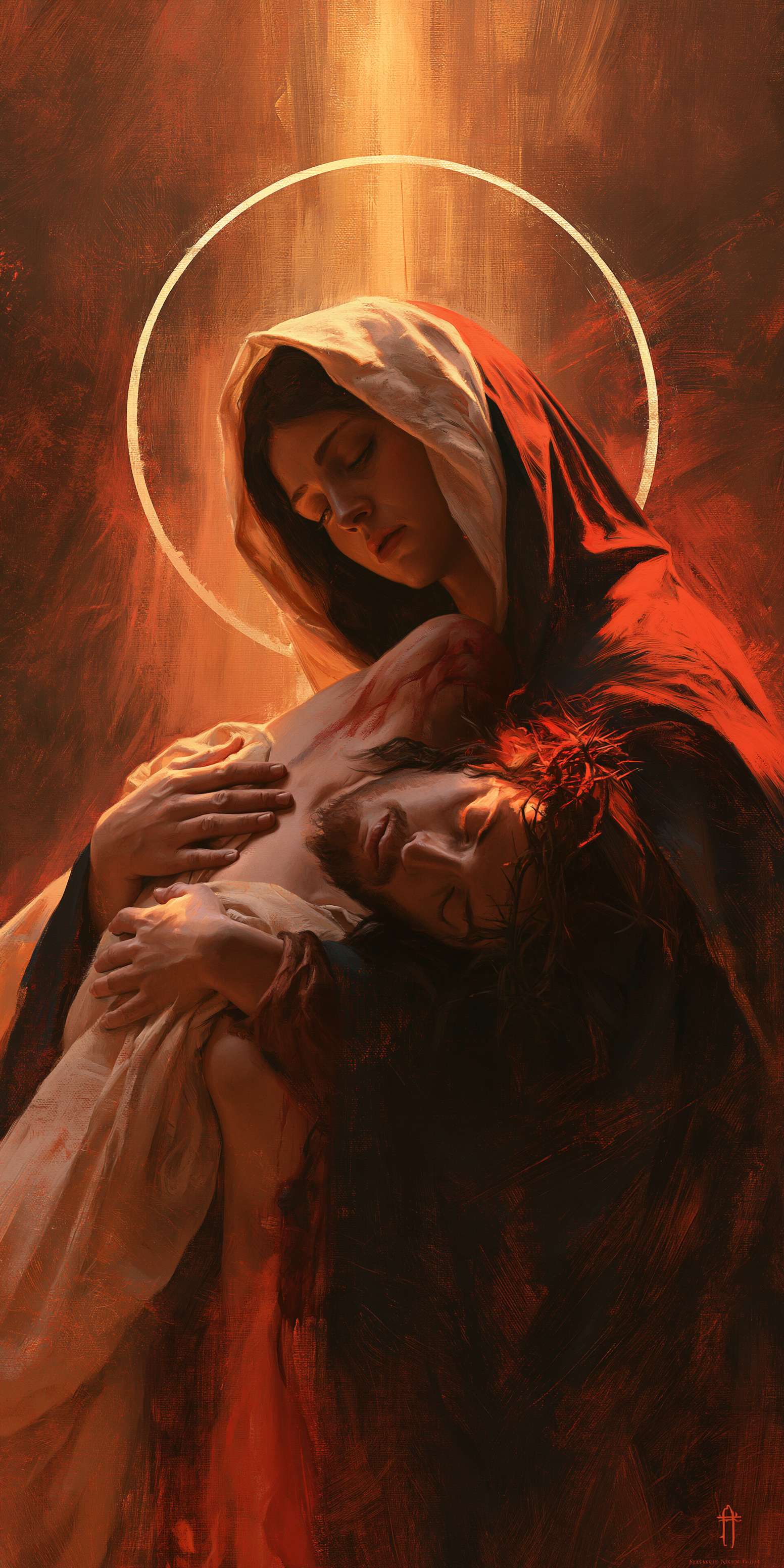 La Pietà — Symbolisme eucharistique · Portrait n° 2 — aperçu de la finition sélectionnée