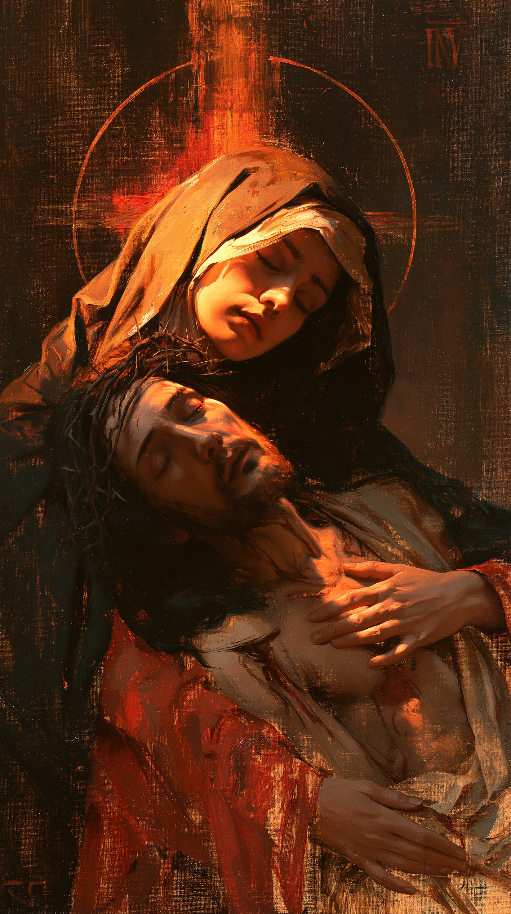 La Pietà — Symbolisme eucharistique · Portrait n° 7 — aperçu de la finition sélectionnée