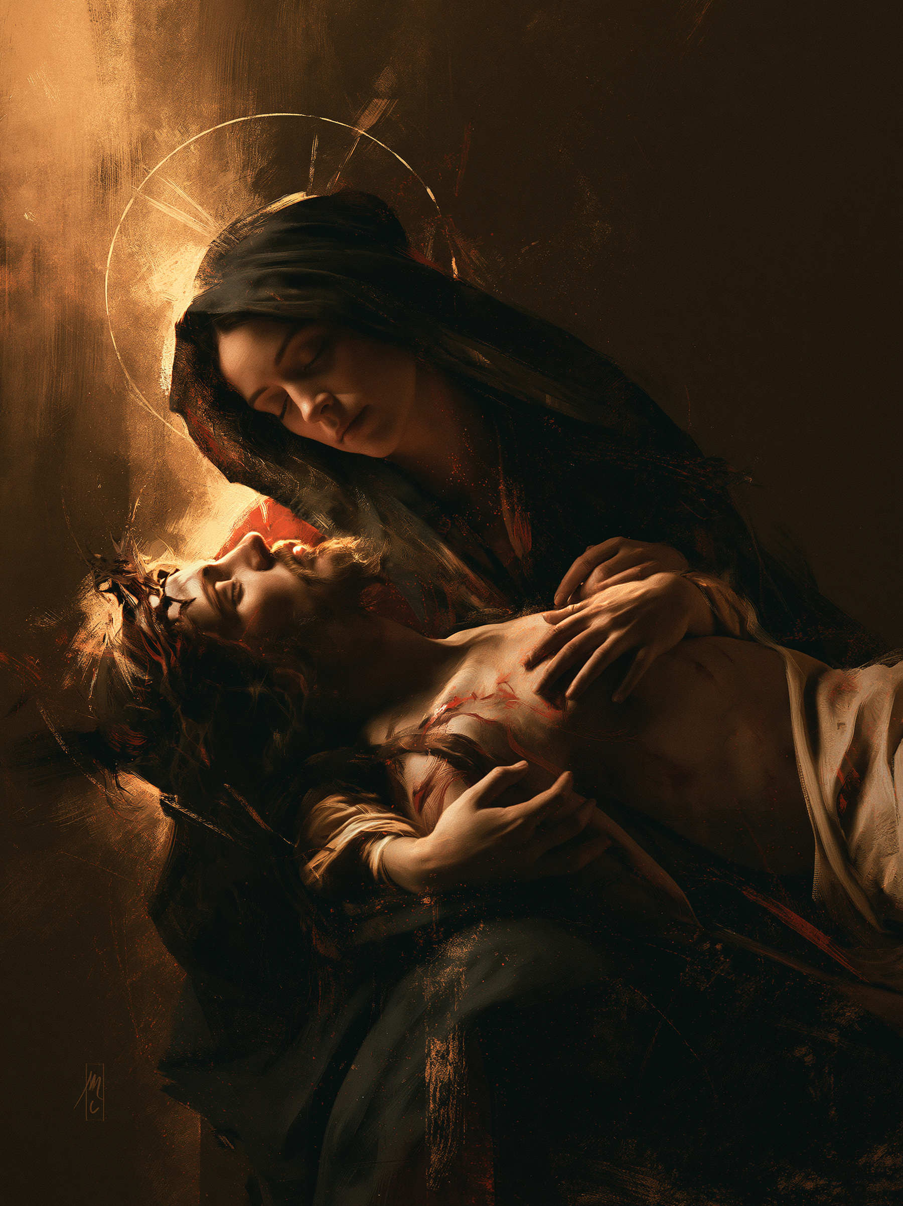 La Pietà — Symbolisme eucharistique · Portrait n° 9 — aperçu de la finition sélectionnée