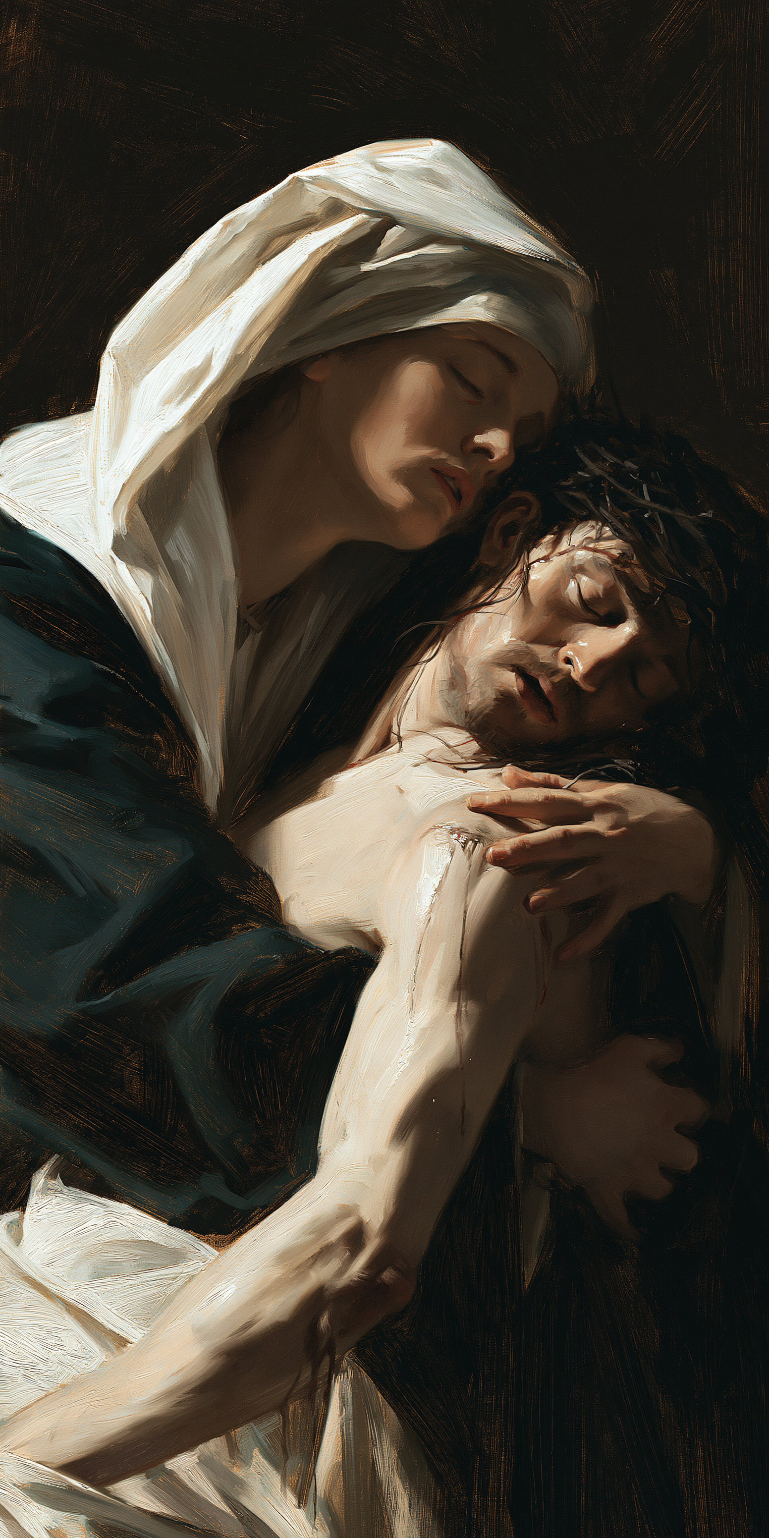 La Pietà — Vue rapprochée psychologique · Portrait n° 1 — aperçu de la finition sélectionnée