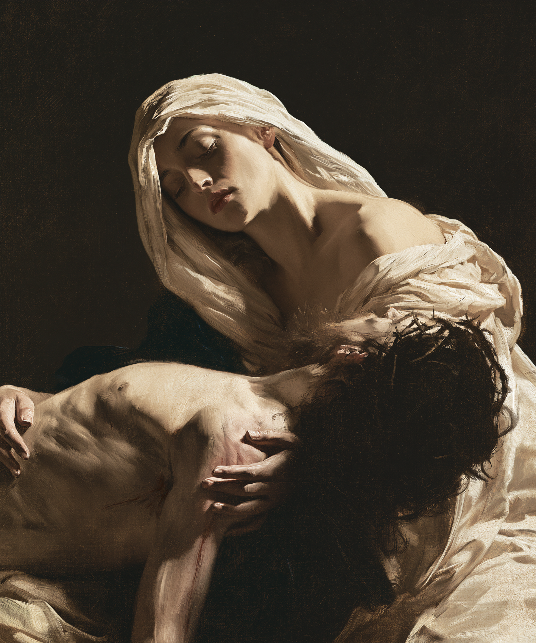 La Pietà — Vue rapprochée psychologique · Portrait n° 8 — aperçu de la finition sélectionnée