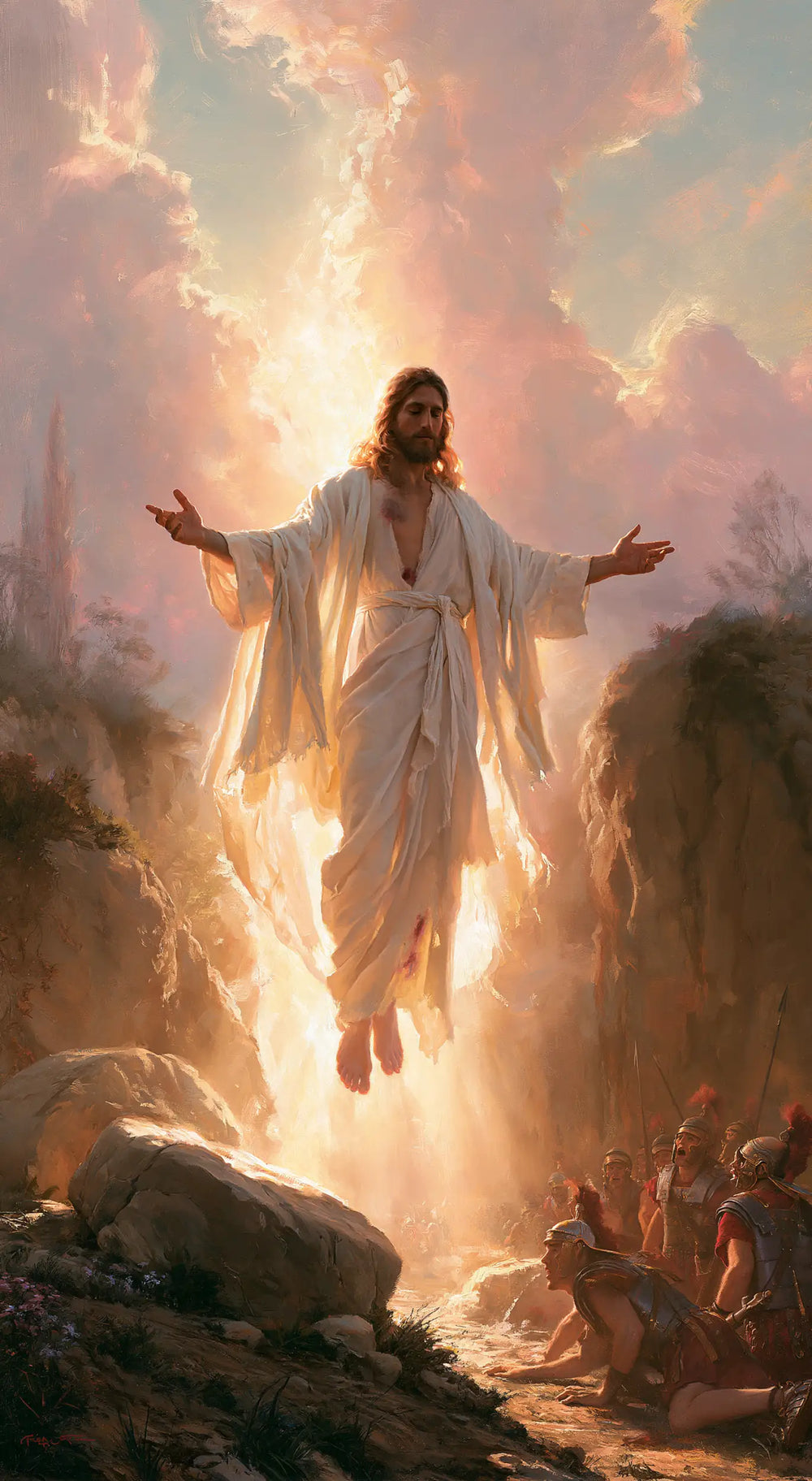 Resurrection of Jesus Christ in Divine Light style, portrait Christian artwork no. 5