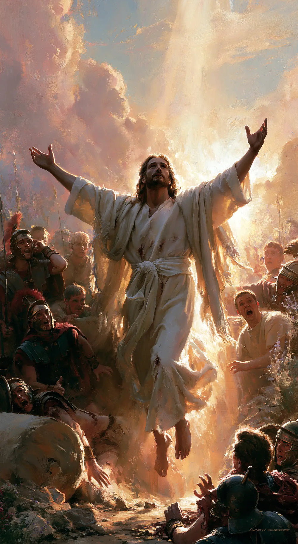 Resurrection of Jesus Christ in Divine Light style, portrait Christian artwork no. 6