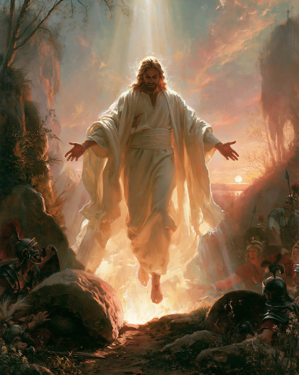 Resurrection of Jesus Christ in Divine Light style, portrait Christian artwork no. 21
